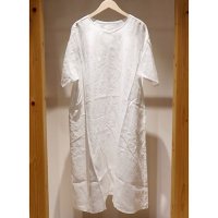 【AUGUSTE PRESENTATION Pajama Look（パジャマルック）】半袖リネンVネックワンピース/WHITE