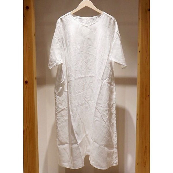 画像1: 【AUGUSTE PRESENTATION Pajama Look（パジャマルック）】半袖リネンVネックワンピース/WHITE