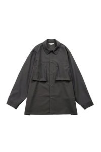 【blurhms(ブラームス)】Wool Voile Gusset PKT Shirt/ Heather Charcoal