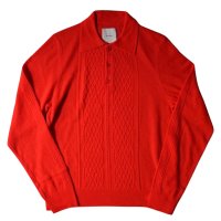【Kota Gushiken(コウタグシケン)】Cashmere Slk See-through Cable Polo/ Red