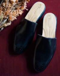 【Le Yucca's(レユッカス)】SLIPPERS SANDAL(Y32120)/ BLACK CHATEAUBRIAND CALF
