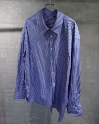 【LES SIX(レシス)】Distorted Shirt/ Blue White×Red Stripe