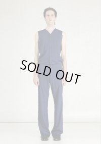 【GABRIELA COLL GARMENTS(ガブリエラコールガーメンツ)】LORO PIANA FINE WOOL SLEEVELESS SHIRT/ BLUE