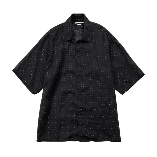 画像1: 【blurhms(ブラームス)】Square Dot Open-collar Shirt/ Black
