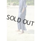 【POSTELEGANT(ポステレガント)】COTTON LINEN STRIPE WIDE TROUSERS/ Navy Stripe
