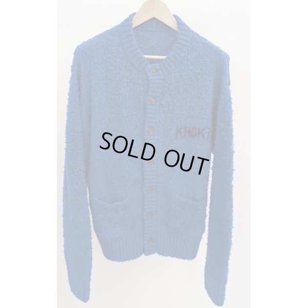 画像1: 【KHOKI(コッキ)】Embroidery-design crew-neck cardigan/ Blue