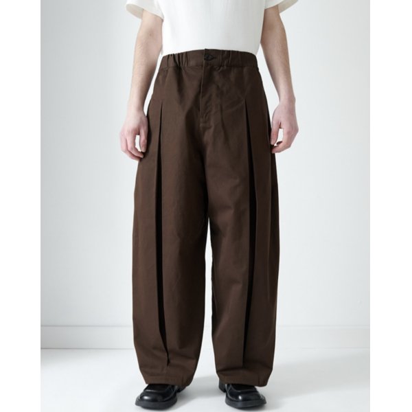 画像1: 【sage NATION(セイジネーション)】BOX PLEAT TROUSER/ BROWN