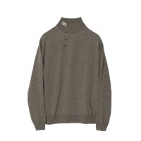 【IRENISA(イレニサ)】 LEATHER TAB KNIT PULLOVER/ MOCHA GRAY