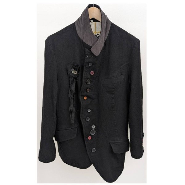 画像1: 【KHOKI(コッキ)】Washed wool jacket/ Black