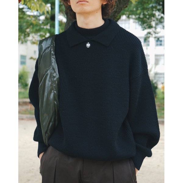 画像5: 【LES SIX(レシス)】Double Collar Sweater/ Black