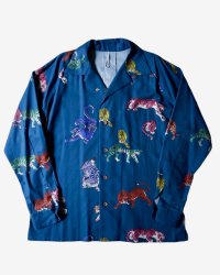 【m's braque(エムズブラック)】LONG SLEEVE ALOHA SHIRT/ MULT COLOR TIGERS