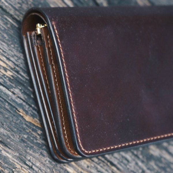 画像2: 【forme(フォルメ)】Short wallet Cordovan/ BURGUNDY