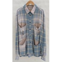 【KHOKI(コッキ)】Vintage-effect shirt/Blue