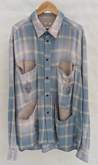 【KHOKI(コッキ)】Vintage-effect shirt/Blue