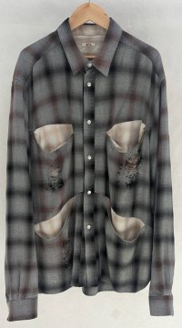 【KHOKI(コッキ)】Vintage-effect shirt/Black