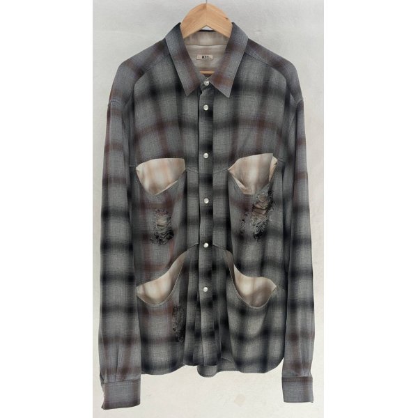 画像1: 【KHOKI(コッキ)】Vintage-effect shirt/Black