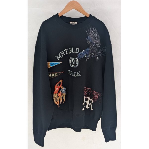 画像1: 【KHOKI(コッキ)】Multi embrodied-design sweatshirt/Black