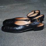 【Le Yucca's(レユッカス)】Strap Sandal(Y38325)/ BLACK FLANCS CROCODILE SHINE/ NERO(Black)