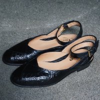 【Le Yucca's(レユッカス)】Strap Sandal(Y38325)/ BLACK FLANCS CROCODILE SHINE/ NERO(Black)