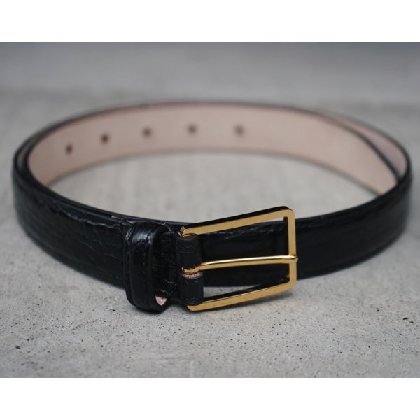 画像1: 【Le Yucca's(レユッカス)】BELT(Y08/26)/ BLACK FLANCS CROCODILE SHINE/ NERO(Black)