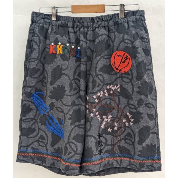 画像1: 【KHOKI(コッキ】Hand enbroidered-design pants/Black