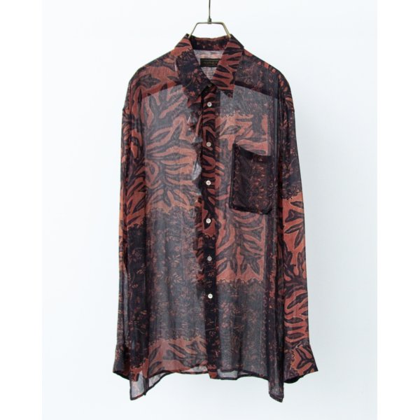 画像1: 【ANTHEM A(アンセムエー)】BOTANICAL PRINT FRILL L/S SHIRTS/ BROWN