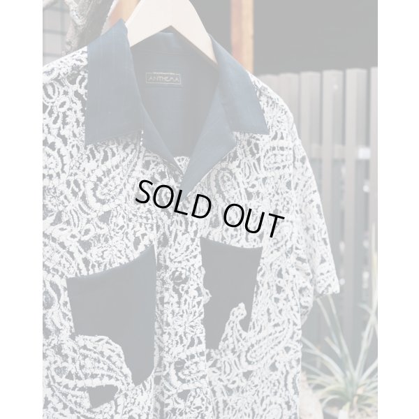 画像3: 【ANTHEM A(アンセムエー)】COMBINE EMBROIDERY OPEN COLLAR SHIRTS/ BLACK