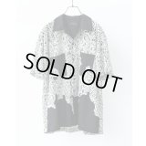 【ANTHEM A(アンセムエー)】COMBINE EMBROIDERY OPEN COLLAR SHIRTS/ BLACK