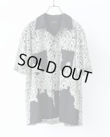 【ANTHEM A(アンセムエー)】COMBINE EMBROIDERY OPEN COLLAR SHIRTS/ BLACK