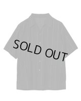 【IRENISA(イレニサ)】OPEN COLLAR SHORT- SLEEVED SHIRT/ BLACK STRIPE