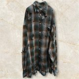 【LES SIX(レシス)】Destroyed Mega Flannel/ Green