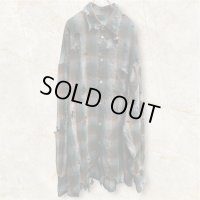 【LES SIX(レシス)】Destroyed Mega Flannel/ Green