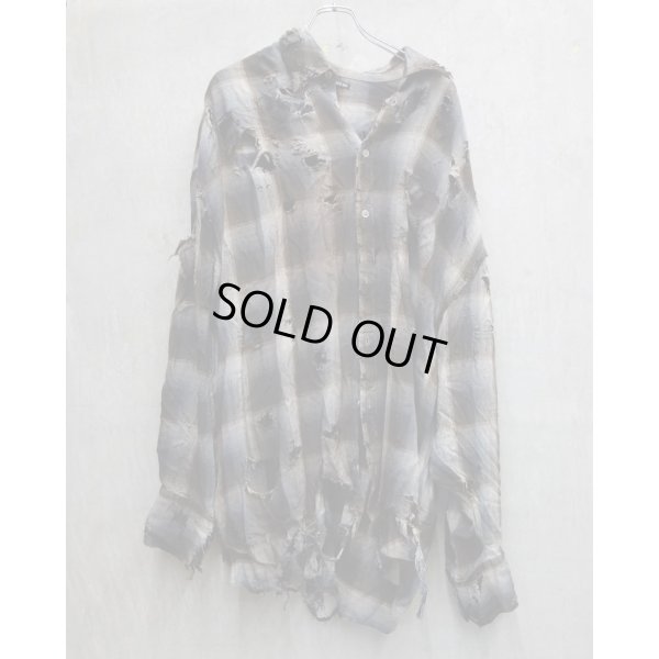 画像1: 【LES SIX(レシス)】Destroyed Mega Flannel/ Brown