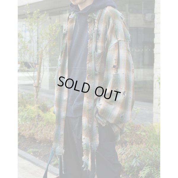 画像6: 【LES SIX(レシス)】Destroyed Mega Flannel/ Green