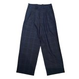 【m's braque(エムズブラック)】TUCKED BAGGY PANTS/ NAVY CHECK