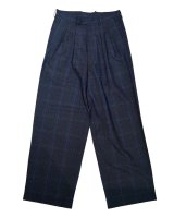 【m's braque(エムズブラック)】TUCKED BAGGY PANTS/ NAVY CHECK
