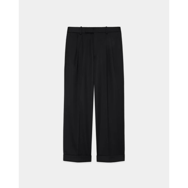 画像1: 【MARKAWARE(マーカウェア)】ORGANIC 2/80 GABARDINE DOUBLE PLEATED WIDE TROUSERS ”Black”