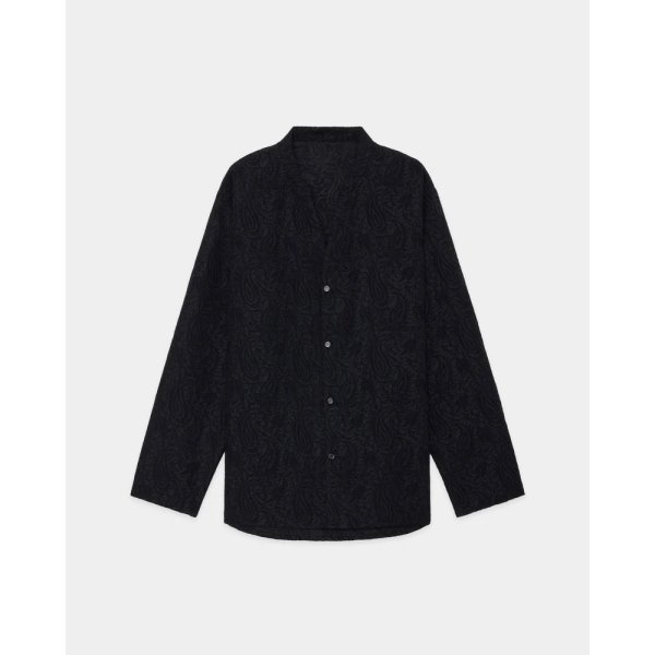 画像1: 【marka(マーカ)】PAISLEY JACQUARD BAND COLLAR SKIPPER SHIRT/Dark Navy