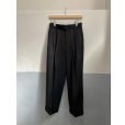 画像2: 【MARKAWARE(マーカウェア)】ORGANIC 2/80 GABARDINE DOUBLE PLEATED WIDE TROUSERS ”Black” (2)