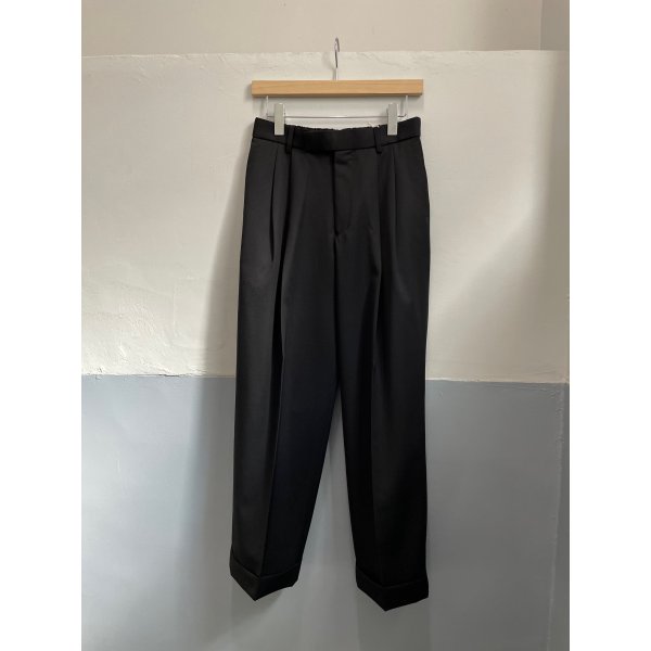 画像2: 【MARKAWARE(マーカウェア)】ORGANIC 2/80 GABARDINE DOUBLE PLEATED WIDE TROUSERS ”Black”