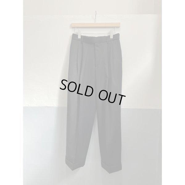 画像2: 【MARKAWARE(マーカウェア)】ORGANIC 2/80 GABARDINE DOUBLE PLEATED WIDE TROUSERS ”Black”