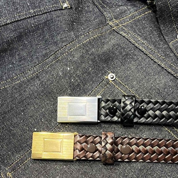 画像4: 【T.T(Taiga Takahashi)】Lot.021 Basketwearve Pattern Belt / MUD DYED BROWN