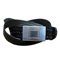 【T.T(Taiga Takahashi)】Lot.021 Basketwearve Pattern Belt / BLACK