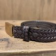画像3: 【T.T(Taiga Takahashi)】Lot.021 Basketwearve Pattern Belt / MUD DYED BROWN (3)