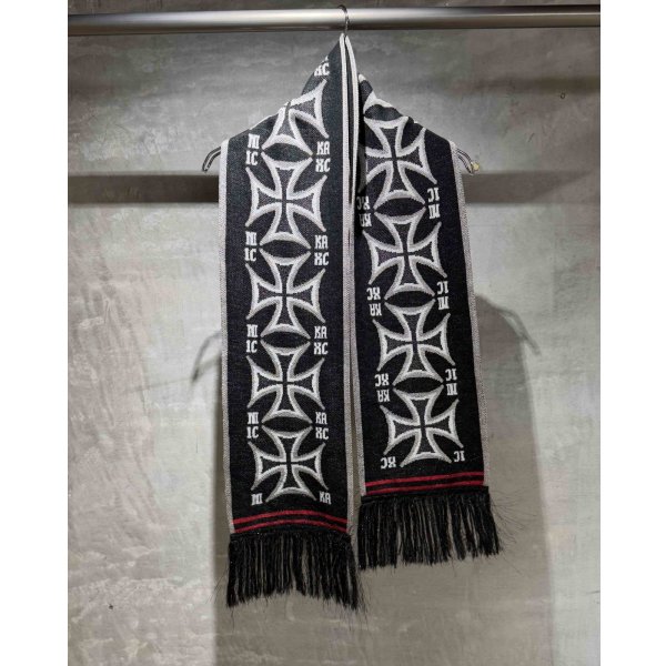 画像1: 【LES SIX(レシス)】Short Crossed Scarf/ Black