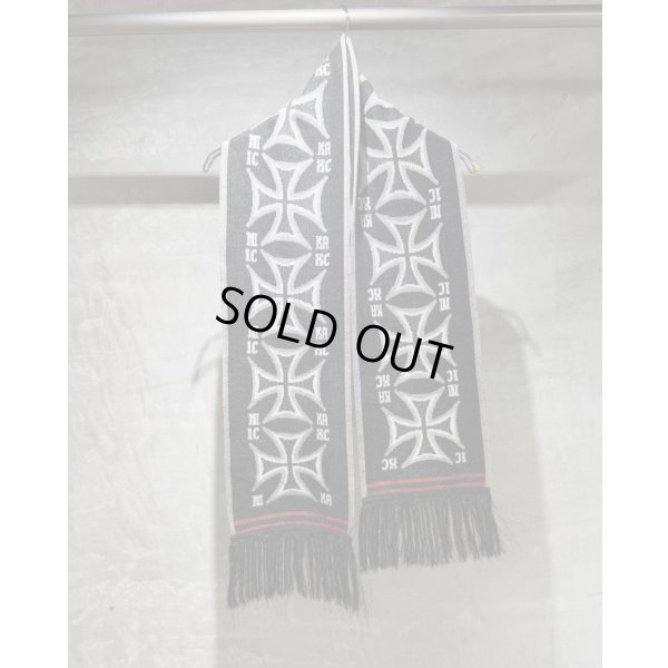 画像1: 【LES SIX(レシス)】Short Crossed Scarf/ Black