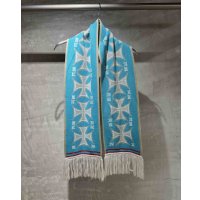 【LES SIX(レシス)】Short Crossed Scarf/ Blue