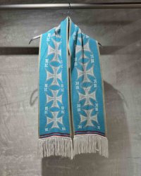 【LES SIX(レシス)】Short Crossed Scarf/ Blue