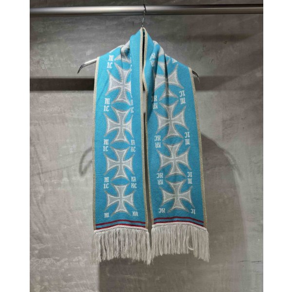 画像1: 【LES SIX(レシス)】Short Crossed Scarf/ Blue