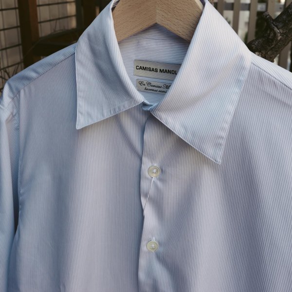 画像2: 【CAMISAS MANOLO(カミサスマノロ)】WHITE/BLACK STRIPES DOUBLE SLEEVE SHIRT